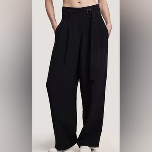 NWT Relaxed Wide Leg Belted Trouser Pants (Black) by Gentle Herd